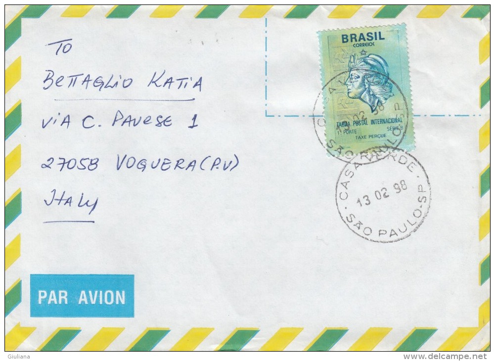 Brasile 1998  - Lettera X L´Italia  Affrancato Con 1 Stamps - Franking Labels