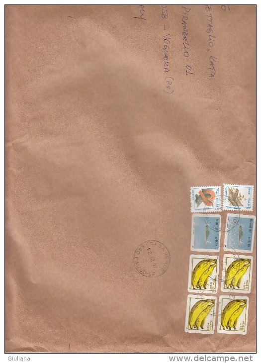 Brasile 1997  - Bustone X L´Italia  Affrancato Con 8 Stamps - Lettres & Documents