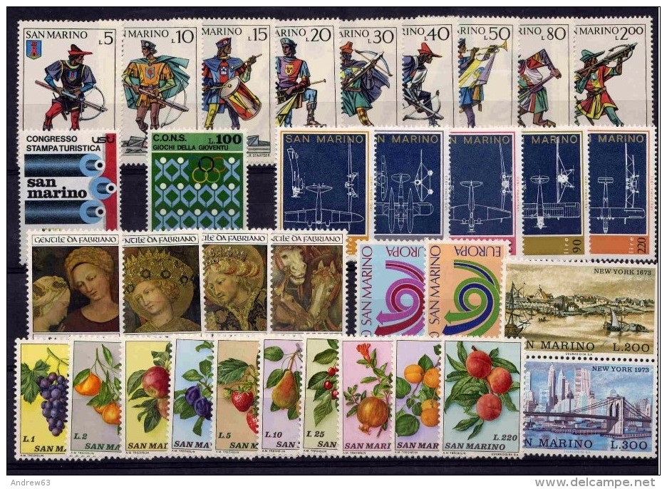 SAN MARINO - 1973 - Complete Year - ANNATA COMPLETA - NUOVI - MNH - Komplette Jahrgänge