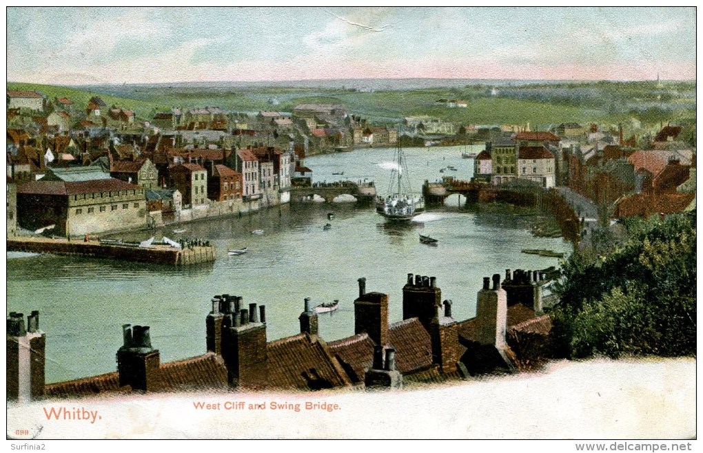 YORKS - WHITBY - WEST CLIFF AND SWING BRIDGE 1903 Y3102 - Whitby