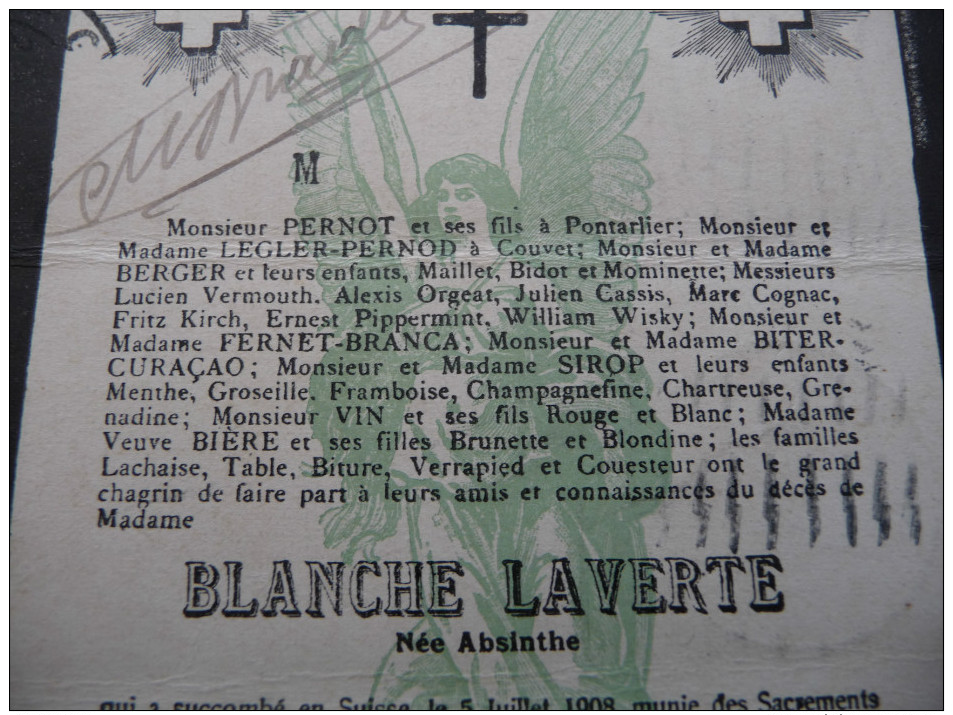 RARE  CPA  SUISSE  BLANCHE  LAVERTE  Née  ABSINTHE  Momiers Priez Pour Elle ?  1913 - Humour