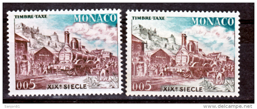 Monaco Taxe 58 Variété Chateau Nuage Brun  Et Normal  Neuf ** TB  MNH Sin Charnela - Variétés