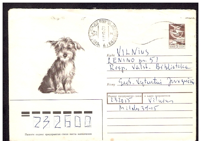 1988 Fauna Pet Baby Dog Hunde On Russia Russie USSR Used Cover Issued 16 08 1988 Postal Stationary URSS Entier - Dogs