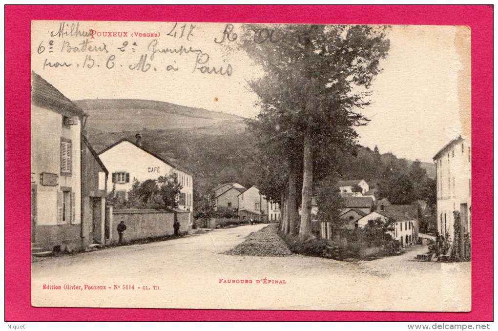 88 VOSGES POUXEUX, Faubourg D'Epinal, Animée, 1918, (Olivier, Pouxeux) - Pouxeux Eloyes