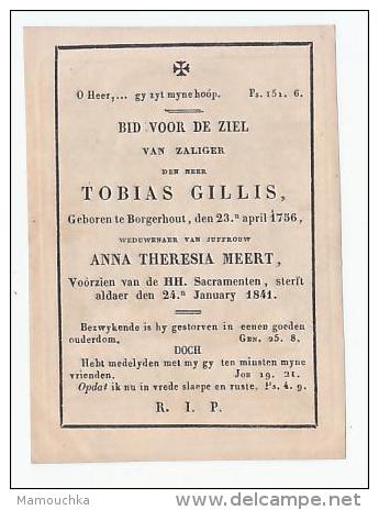 Doodsprentje Tobias GILLIS Wed. Anna Theresia Meert Borgerhout 1756-1841 Senora De Los De Samparados De Lima - Images Religieuses