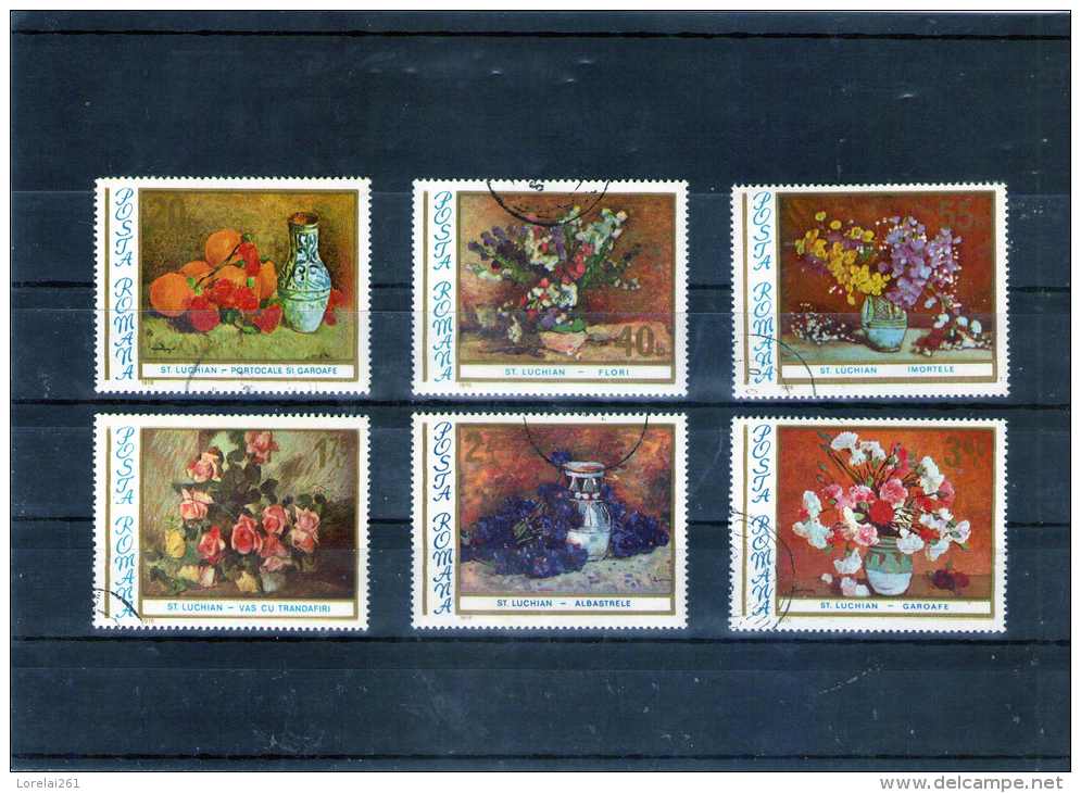 1976 TABLEAUX DE FLEURS DE ST. LUCHIAN  YV= 2992/2997 - Usado