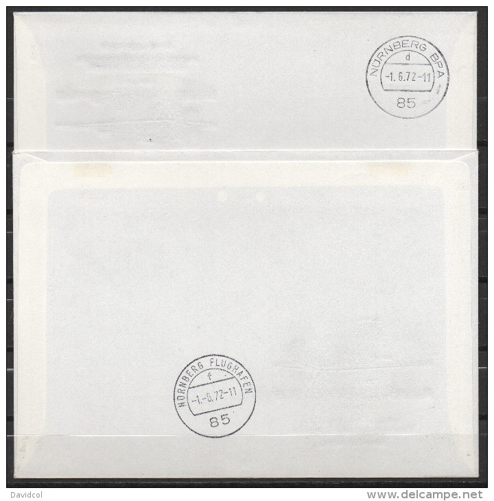 S589- SWITZERLAND 1972 . 2 COVERS CONMEMORATIVES 50 YEARS OF FIRST AIR MAIL, DIFFERENT CACHET ON BACK. - Erst- U. Sonderflugbriefe