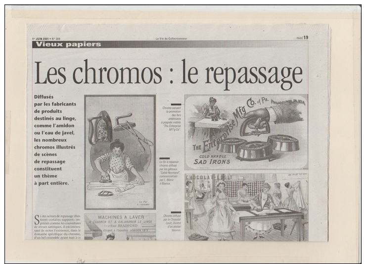 Reportage Collection : Sur Les Chromos Sue Le Repassage 3 Pages - Unclassified