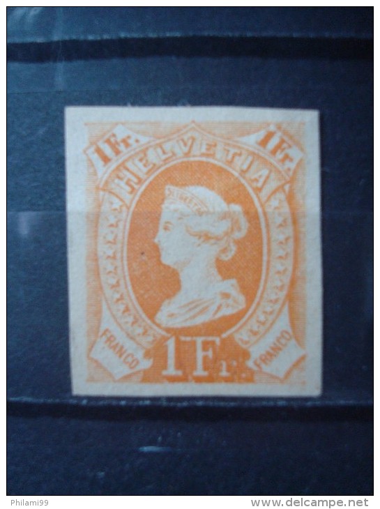 SWITZERLAND HELVETIA 1 Fr. COLOR PROOF (no Gum) / EPREUVE DE COULEUR (neuf Sans Gomme) / LIBERTY ESSAY - Unused Stamps