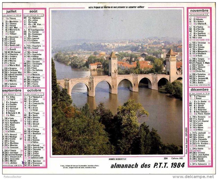 Calendrier Almanach Du Facteur 1984 (Finistère 29) - Grand Format : 1981-90