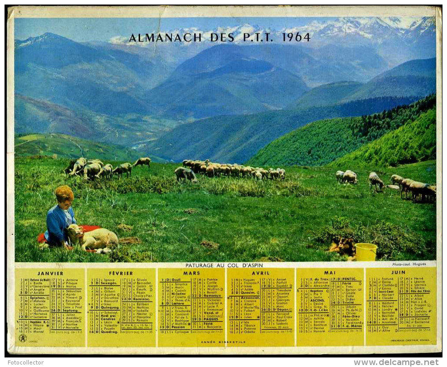 Calendrier Almanach Du Facteur 1964 (Finistère 29) - Grand Format : 1961-70