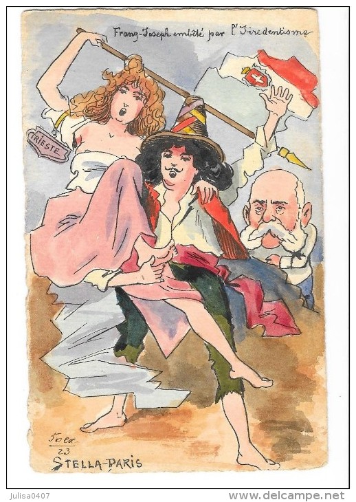 SATIRIQUE POLITIQUE  Carte Illustrée à Tirage Limité François Joseph Italie Trieste N°23/50 - Satira