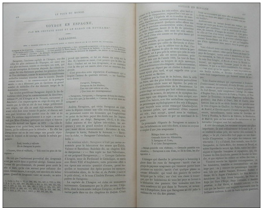 TOUR DU MONDE 1872: SARAGOSSE TORRE NUEVA/NOTRE-DAME DEL PILAR/DUEL A LA NAVAJA/BUHONERO ARAGONAIS - Revistas - Antes 1900