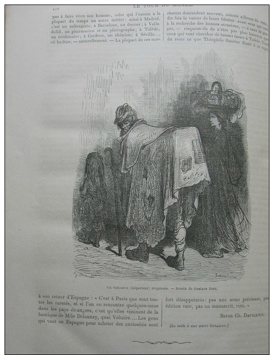 TOUR DU MONDE 1872: SARAGOSSE TORRE NUEVA/NOTRE-DAME DEL PILAR/DUEL A LA NAVAJA/BUHONERO ARAGONAIS