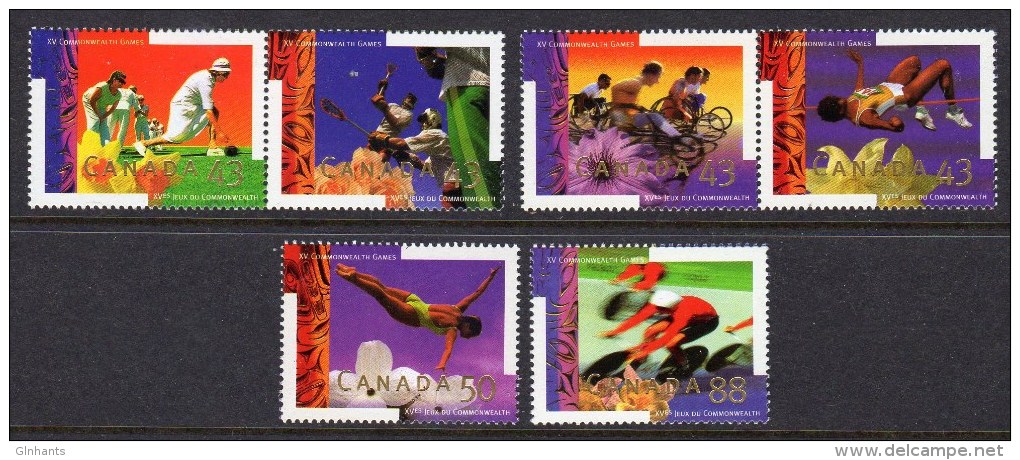 CANADA - 1994 COMMONWEALTH GAMES VICTORIA SET (6V) FINE MNH ** SG 1590-1595 - Unused Stamps