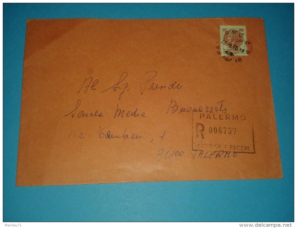 6180 1976 SIRACUSANA L400 Isolato Raccomandata Interno Cover Storia Postale - 1971-80: Marcophilie