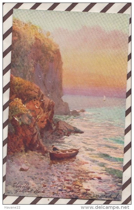 6AI870 CLOVELLY. GALLANT ROCK.   Tuck And Sons "Oilette" 2 SCANS - Clovelly