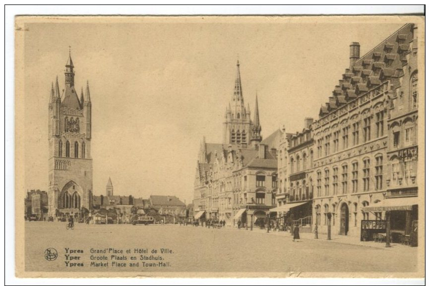 Ern Thill Postcard, Ypres, Grand Place Et Hotel De Ville, Yper, Groote Plaats En Stadhuis, Market Place And Town Hall - Ieper