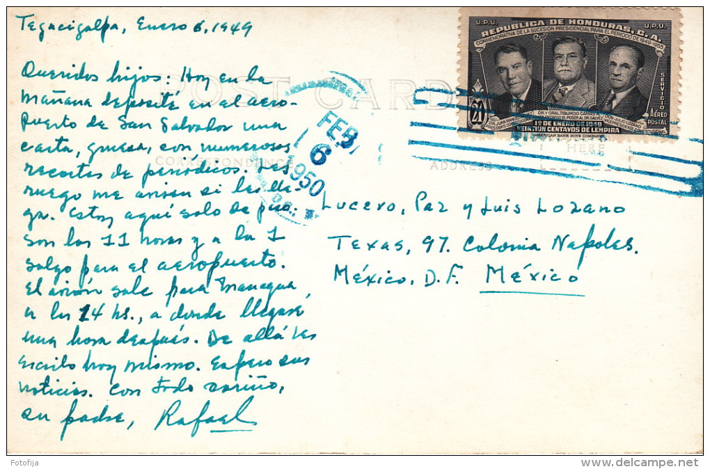 RPPC HONDURAS CASA PRESIDENCIAL TEGUCIGALPA . STAMPS - Honduras