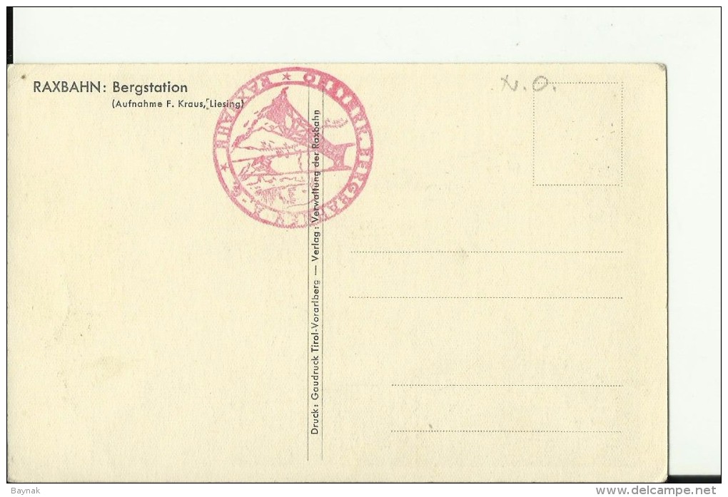 N.O.121   --  RAXBAHN  --  BERGSTATION - Raxgebiet