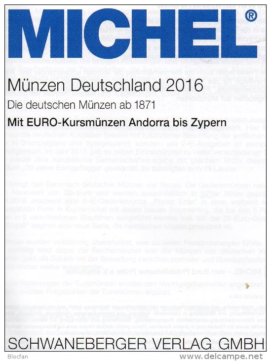 Münzkatalog MICHEL Deutschland 2016 Neu 27€ Mit DR Ab 1871 III.Reich BRD DDR Numismatik Coin Catalogue 978-3-95402-144-4 - Literatur & Software