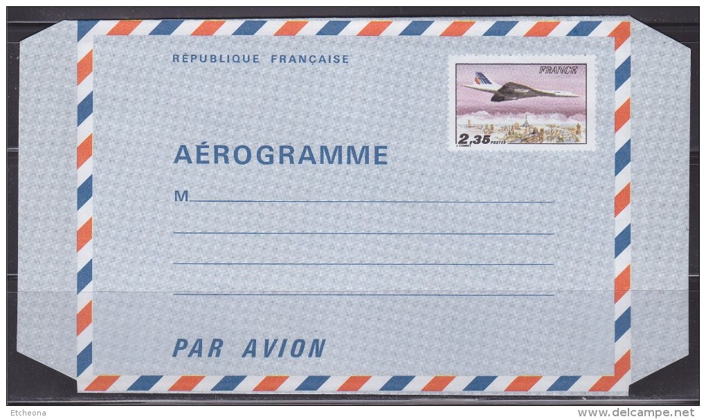 = Avion Concorde Survolant Paris N°1007-AER  AEROGRAMME Neuf 2f35 - Aerograms