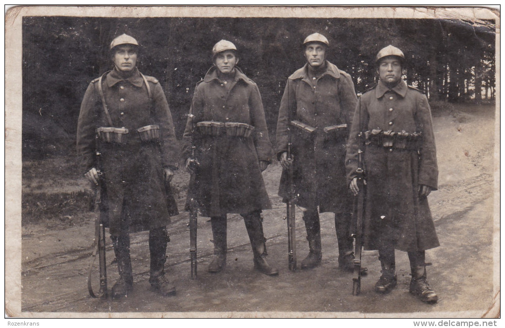 Oude Foto Old Original Photo Bayonet Gun Militaria Belgisch Leger Soldaat Armee Belge Soldat Soldiers Belgian Army - Personnages