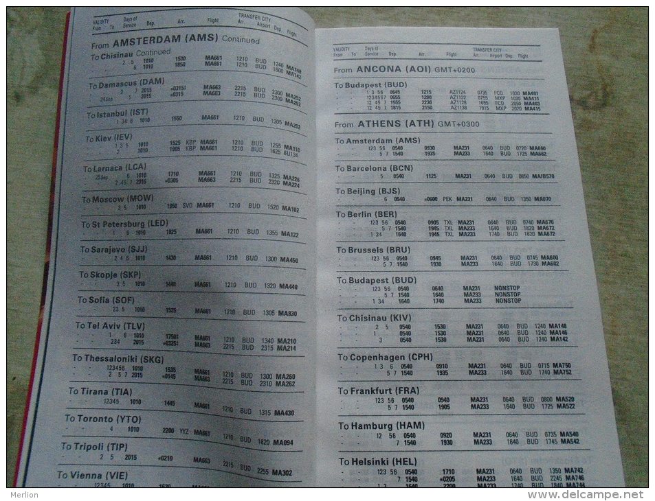 Hungary  MALÉV Airlines  Timetable  1999  Summer    D137882 - Europa