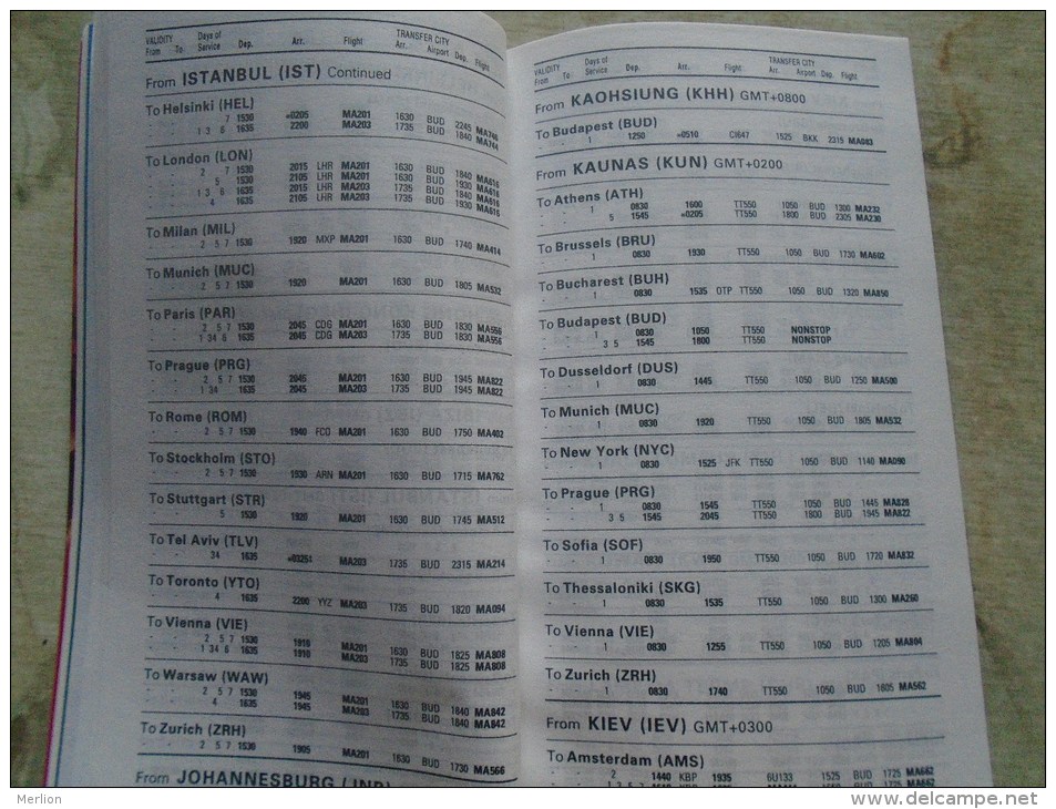 Hungary  MALÉV Airlines  Timetable  1999  Summer    D137882 - Europa