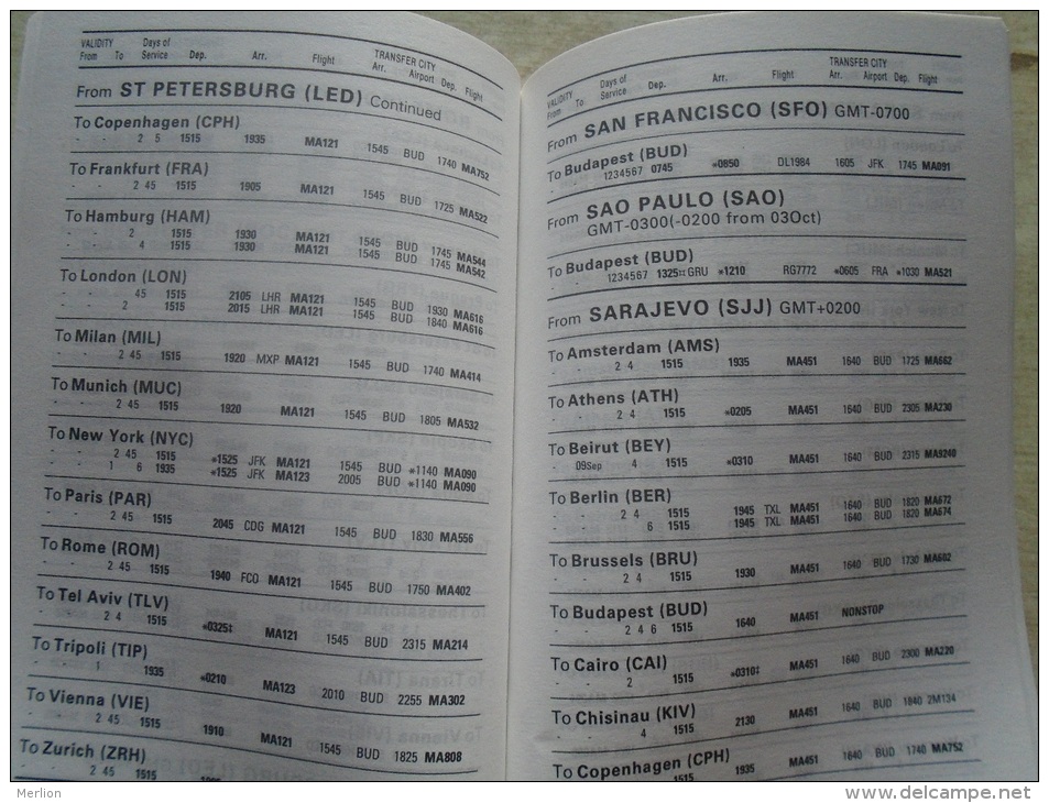 Hungary  MALÉV Airlines  Timetable  1999  Summer    D137882 - Europe