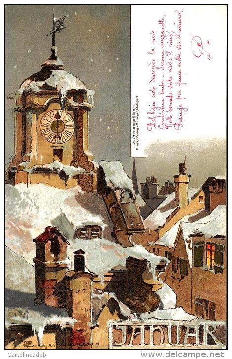 [DC2505] CPA - ILLUSTRATORI T. GUGGENBERGER - ILLUSTRATION MOIS DE JANUAR - Non Viaggiata - Old Postcard - Guggenberger, T.