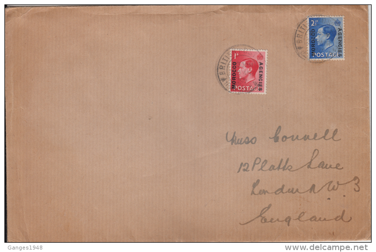 Morocco Agencies  1937  KE VIII Frankings  British Post Office Tangier Cover To England   # 89535 Inde  Indien - Morocco Agencies / Tangier (...-1958)