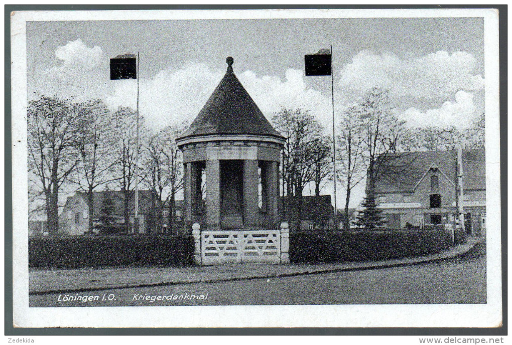 1619 - Ohne Porto - Alte Ansichtskarte Löningen Kriegerdenkmal Denkmal - Gel. 1953 Kamlage - Loeningen