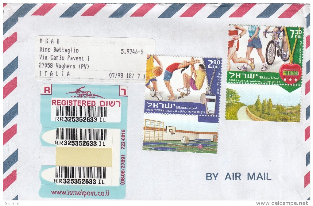 Israele 2007    - Lettera Racc.    X L´Italia Affrancata  Con 2  Stamps - Brieven En Documenten