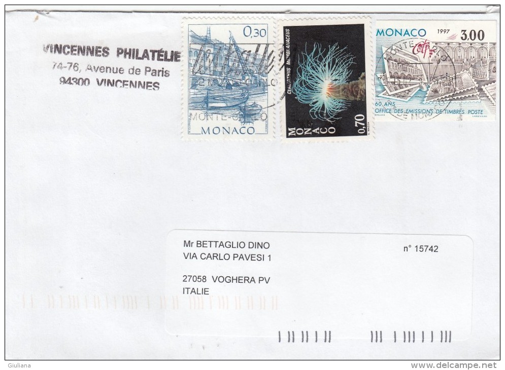 Monaco 2009    - Lettera     X L´Italia Affrancata  Con 3  Stamps - Covers & Documents