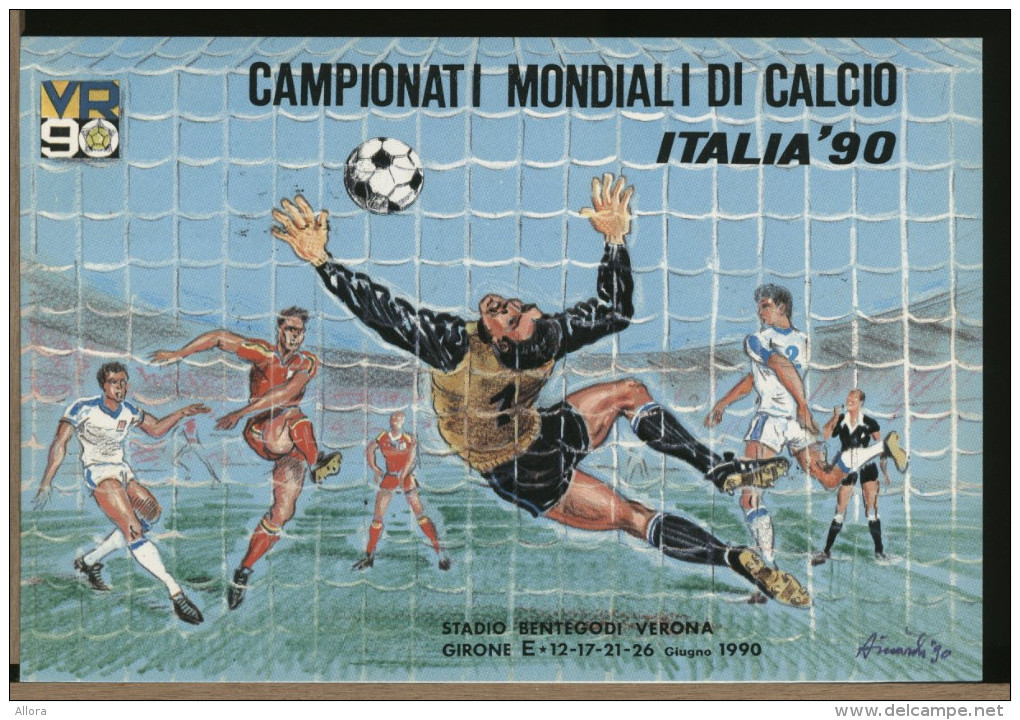 ITALIA   -  ITALIA 90  -   COPPA DEL  MONDO   serie di  7  cartoline illustrate da Nane Ainardi