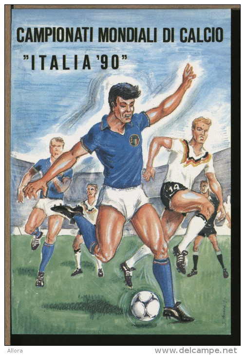 ITALIA   -  ITALIA 90  -   COPPA DEL  MONDO   serie di  7  cartoline illustrate da Nane Ainardi