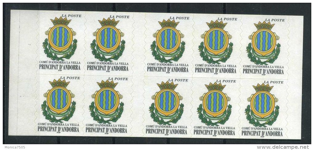 ANDORRE ( POSTE ) :  Y&amp;T N°  528  EN  CARNET  DE  10  NEUF  SANS  TRACE  DE  CHARNIERE , A  VOIR . - Booklets