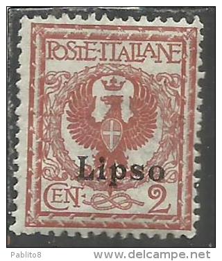 EGEO LIPSO 1912 SOPRASTAMPATO D'ITALIA ITALY OVERPRINTED CENT. 2 C  MNH - Aegean (Lipso)