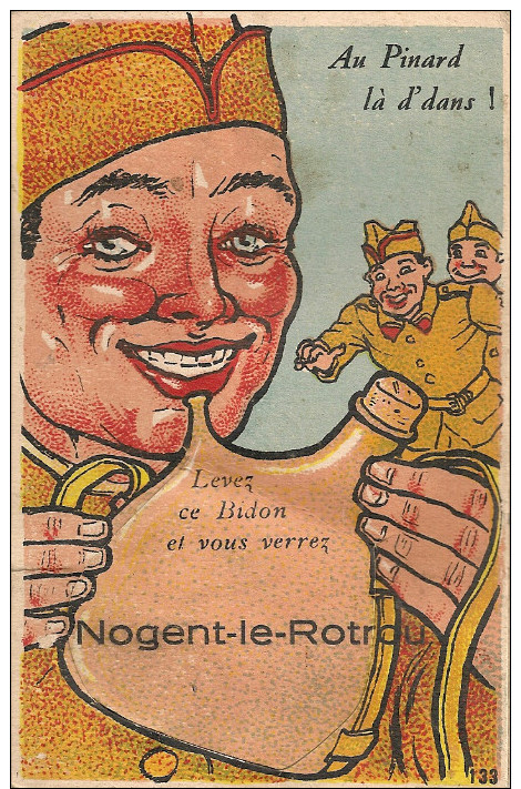 1920  .  NOGENT  LE  ROTROU  ;  CARTE    A  SYSTEME "  AU  PINARD  LA  D'DANS   ! - La Ferte Bernard