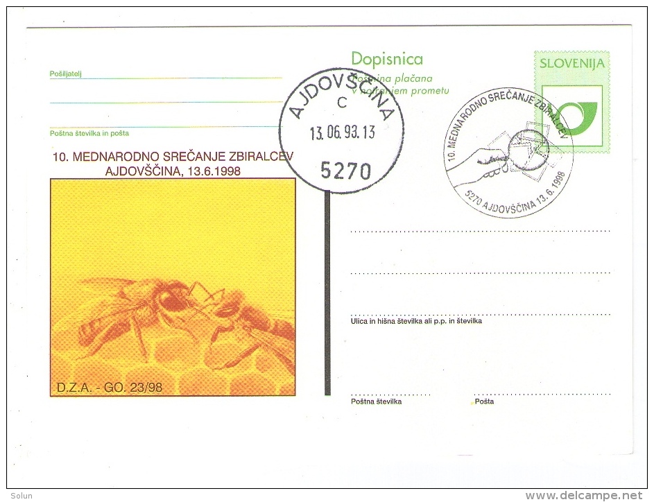 SLOVENIA SLOVENIJA POSTAL STATIONERY DOPISNICA CEBELE HONEY BEES AJDOVSCINA 1988 INTERNATIONAL MEETING COLLECTORS - Slovenia