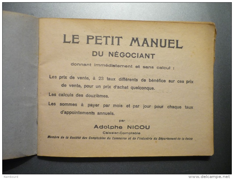 Le Petit Manuel Du Négociant Adolphe Nicou - Boekhouding & Beheer