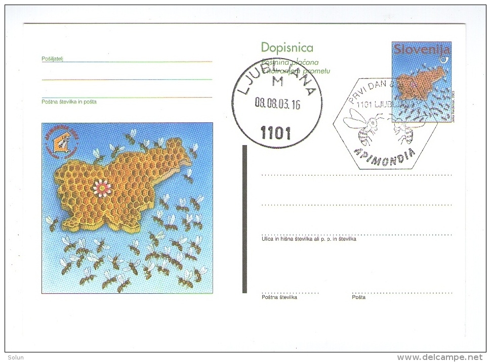 SLOVENIA SLOVENIJA STATIONERY DOPISNICA ILUSTRIRANA 2003 APIMONDIA &#268;EBELE BEES CARTE POSTALE - Slowenien