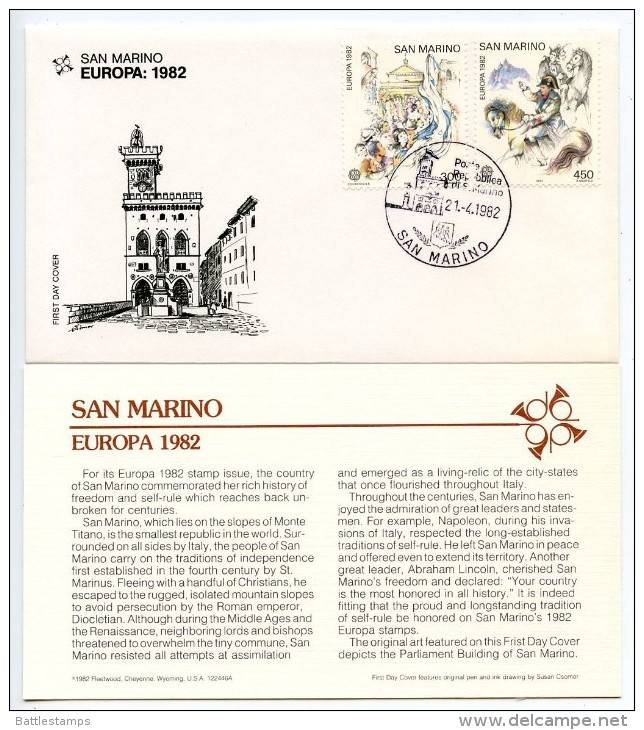 San Marino 1982 Scott 1019-1020 FDC Europa, Convocation & Napoleon’s Treaty - FDC