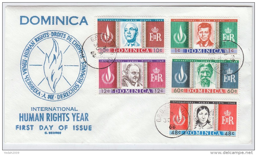 Dominica HUMAN RIGHTS YEAR FDC 1968 - Ohne Zuordnung