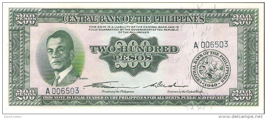 Philippines - Pick 140 - 200 Pesos 1949 - Unc - Filippine