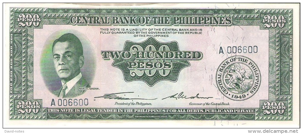 Philippines - Pick 140 - 200 Pesos 1949 - XF - Filippine