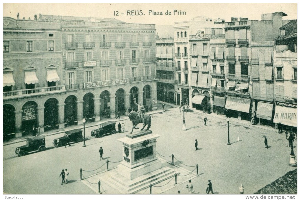 RARA A VER ! REUS 1928 PLAZA DE PRIM THEMES ESPANA ESPAGNE CATALUNA TARRAGONA - Tarragona