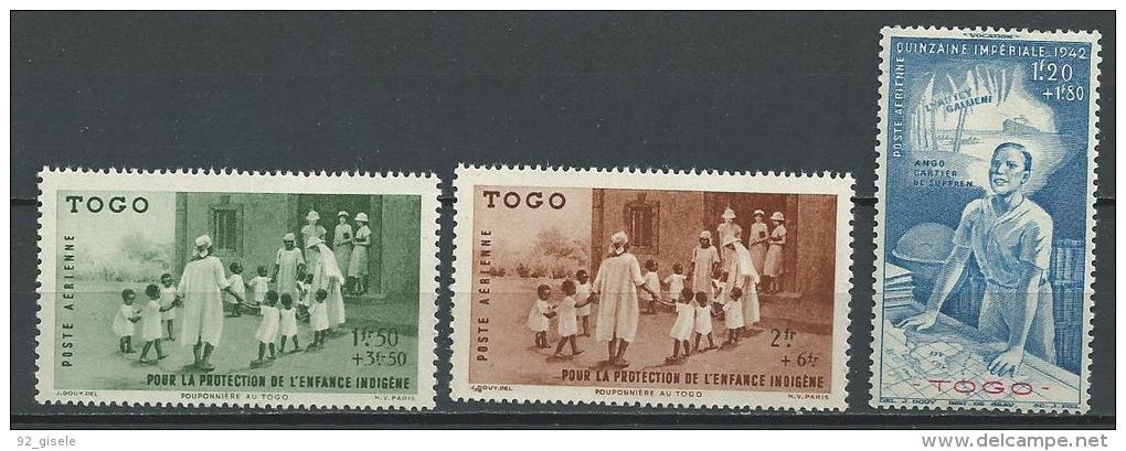 Togo Aerien YT 6 à 8 (PA 6 à 8) " Oeuvre Et Quinzaine " 1942 Neuf** - Neufs