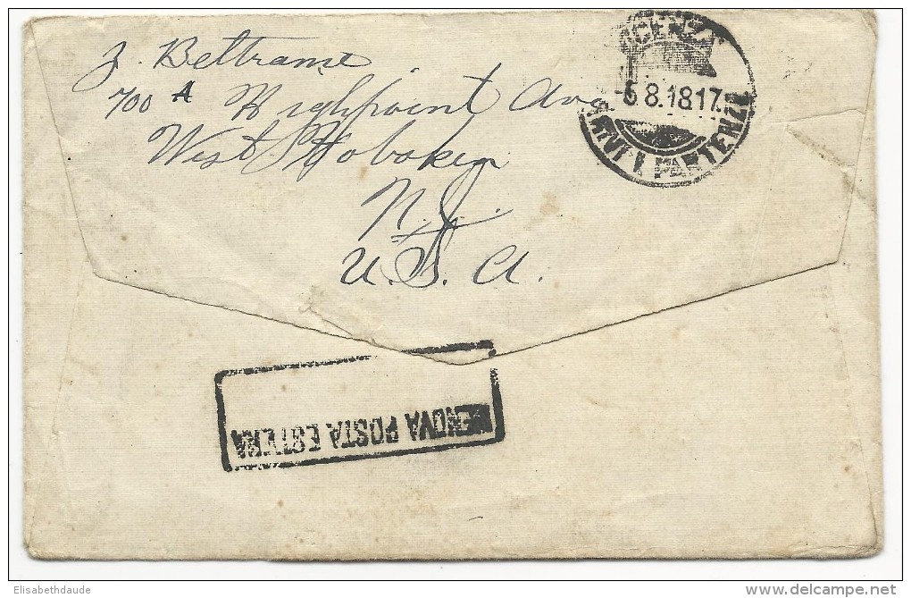 USA - 1918 - ENVELOPPE De WEST HOBOKEN Pour VICENZA (ITALIE) - Storia Postale